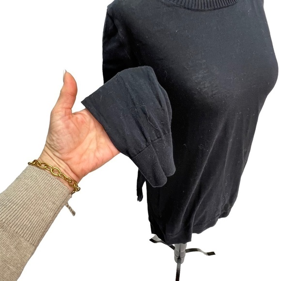 𝅺club Monaco Black Cotton Crew Neck Lightweight Sweater XXS - Picture 7 of 9